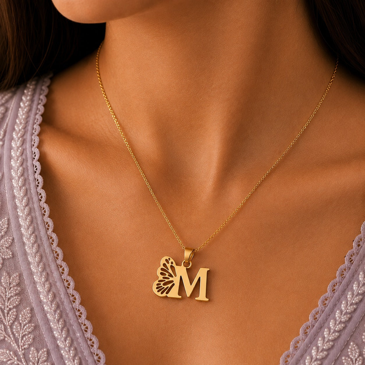 Butterfly Letter Necklace