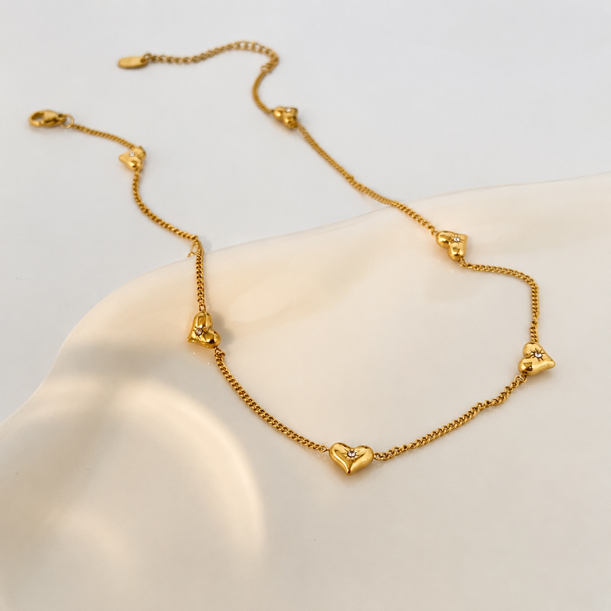 Golden Heart Charm Bracelet