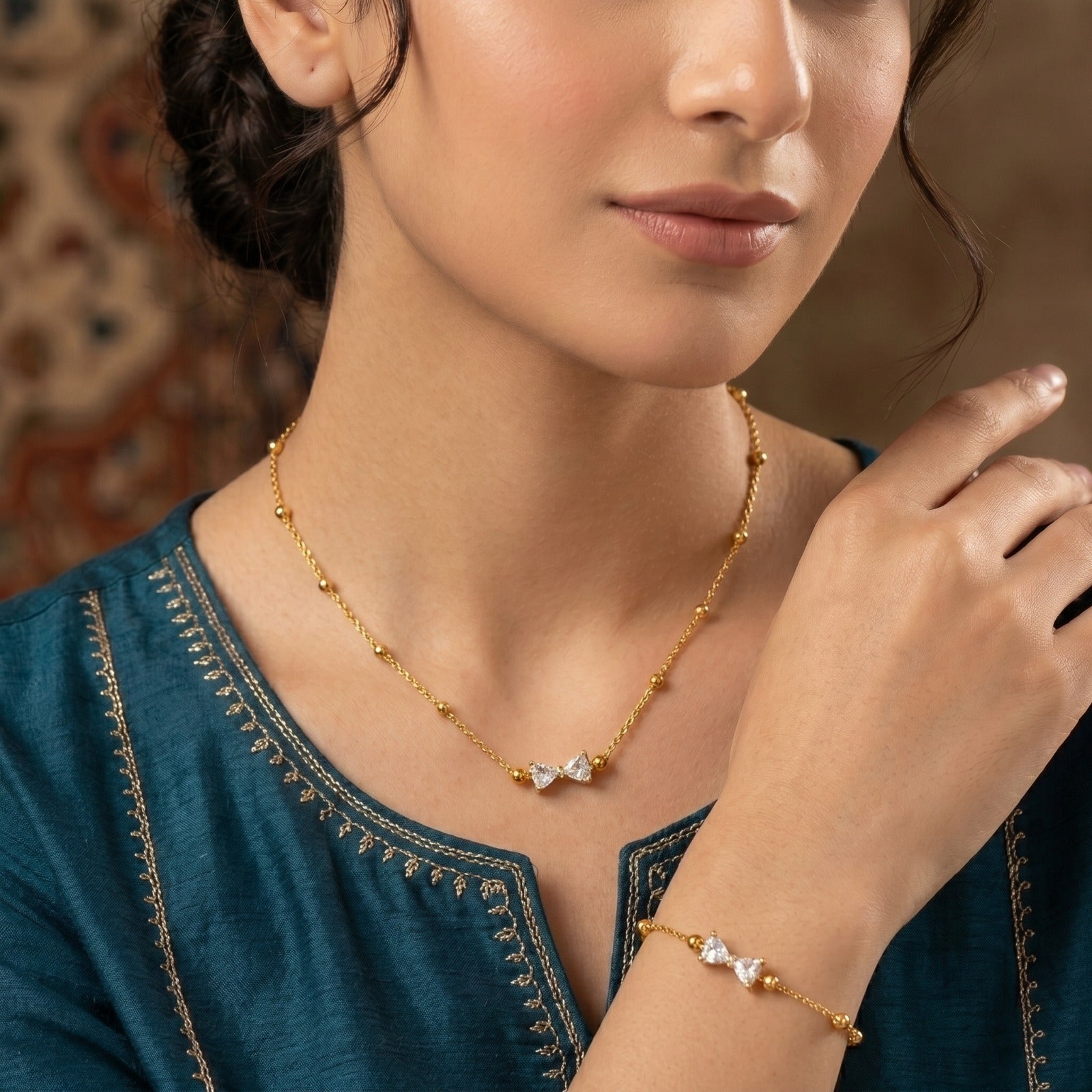 Crystal Bow Jewelry Set