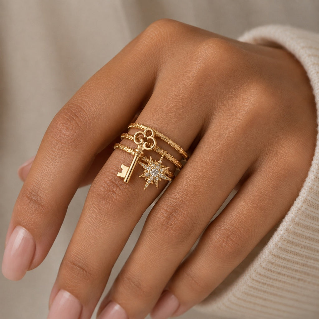Gold-Key-Star-Ring