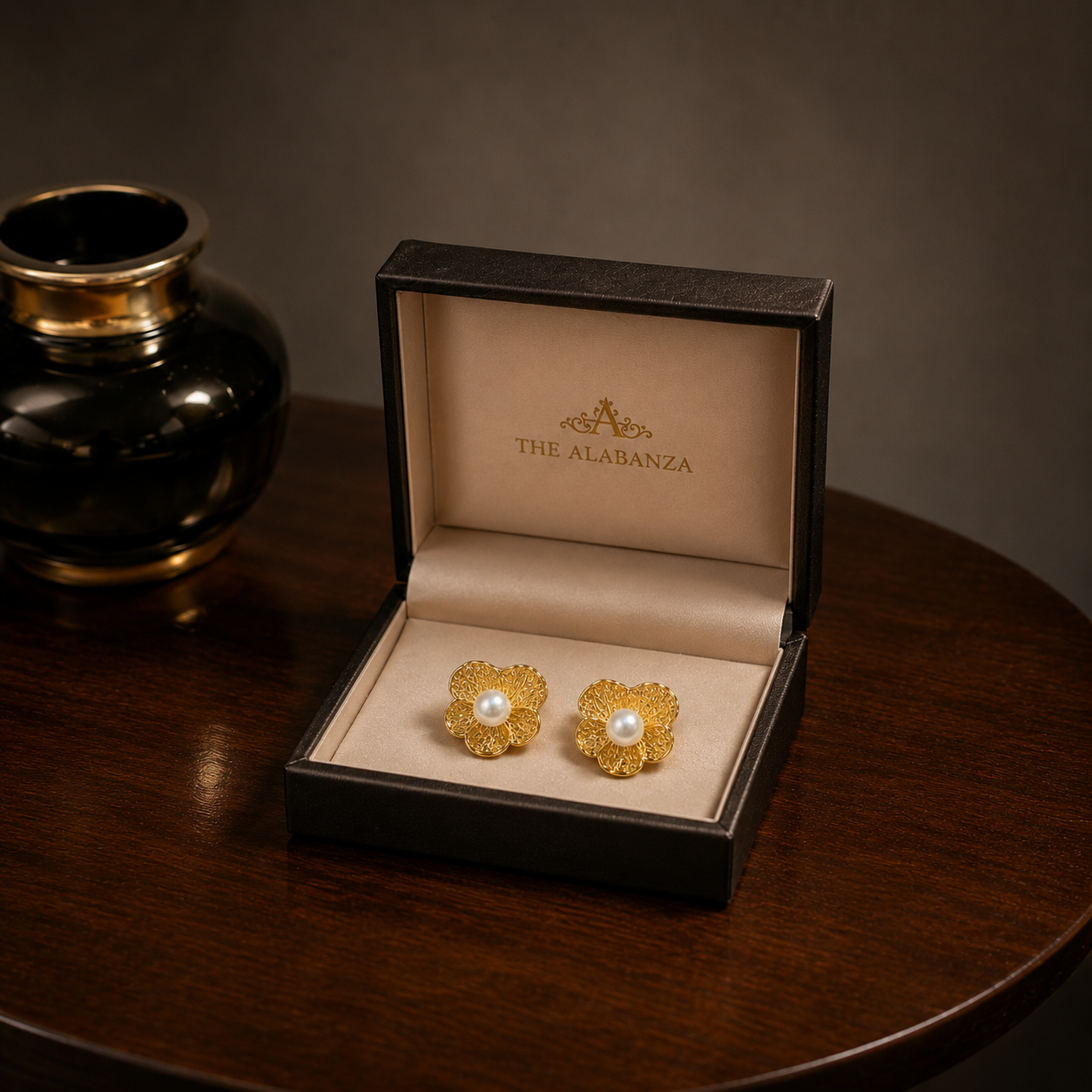 Gold Floral Earring The Alabanza