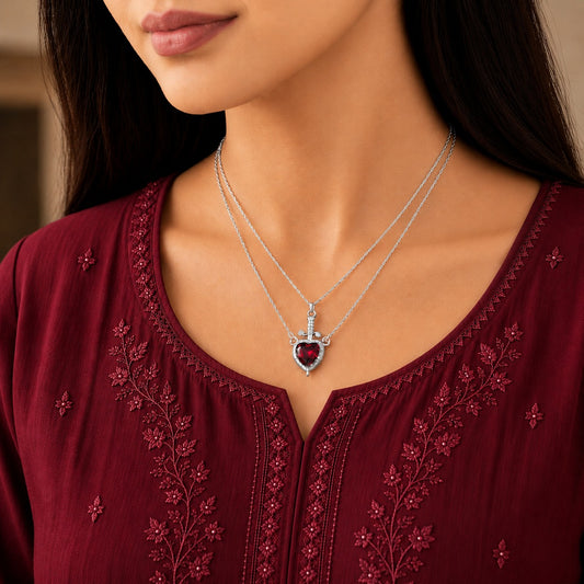Heart & Sword Couple Necklace