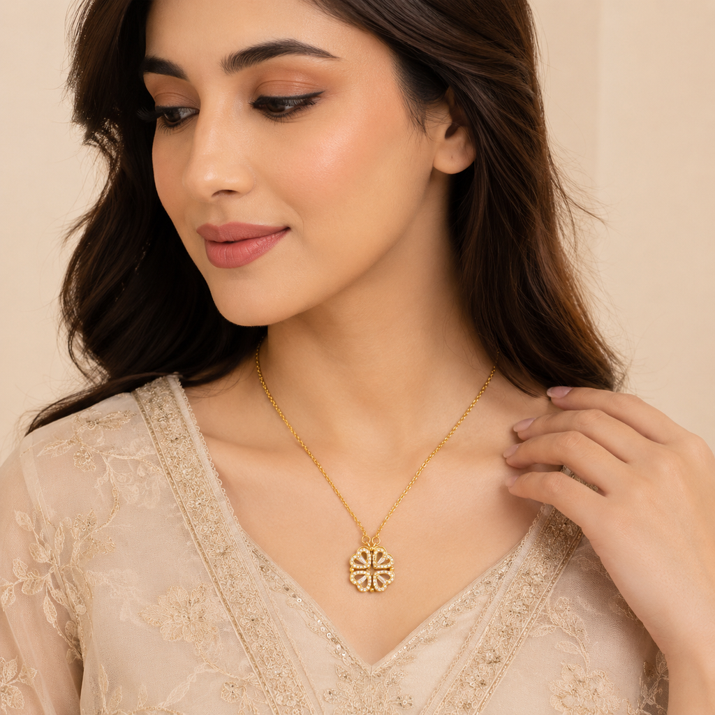 Lucky Clover Heart Necklaces