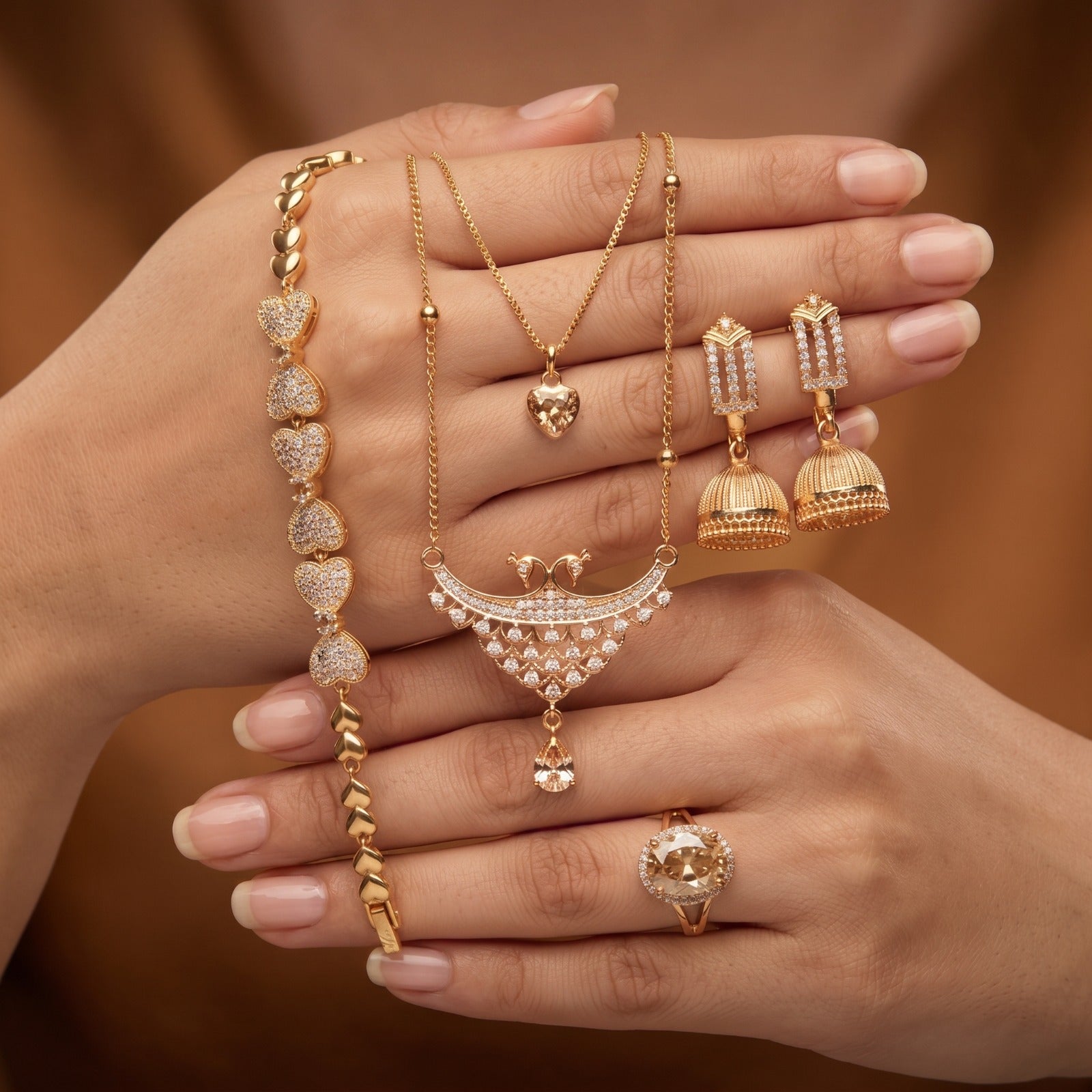 Noir-Elegance-Jewelry-Set-Gold