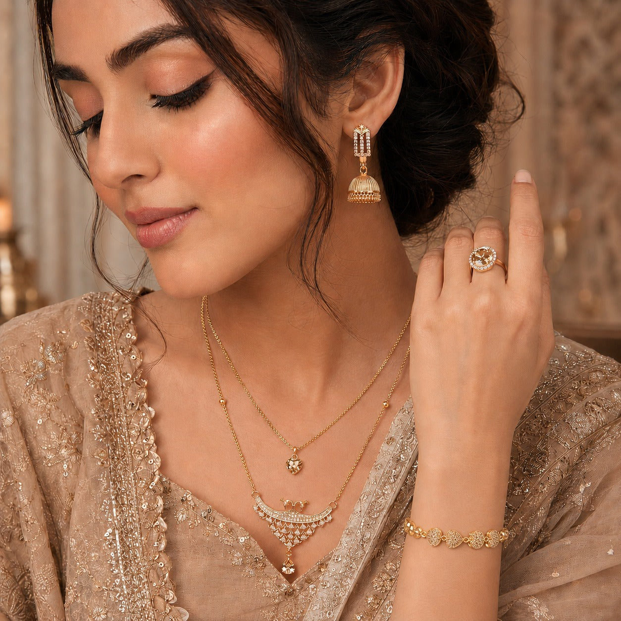 Noir Elegance Jewelry Set Gold
