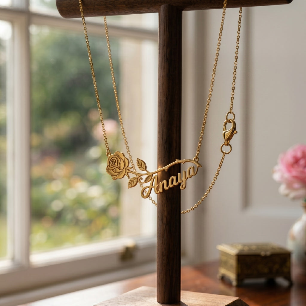 Personalized-Rose-Name-Necklace-Gold