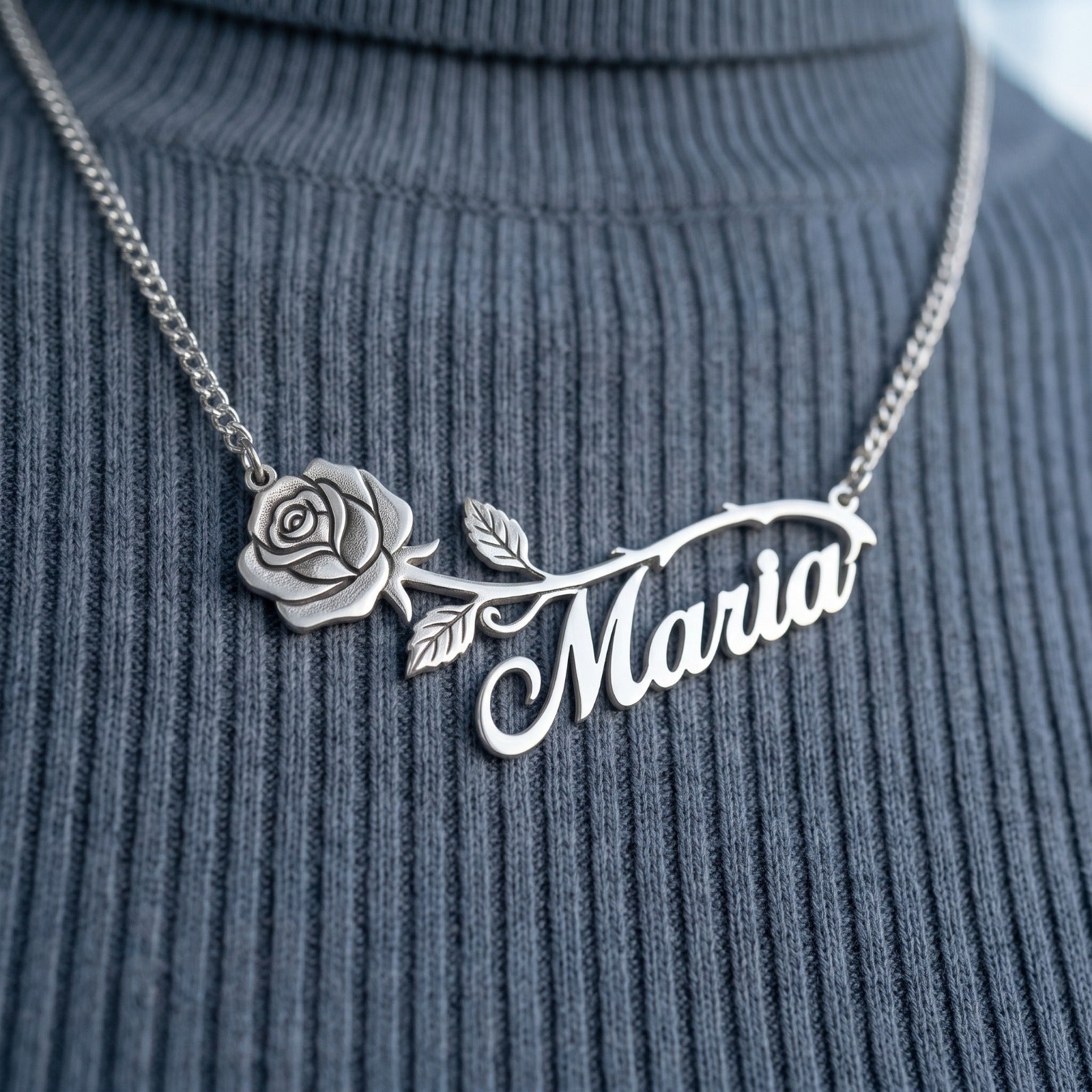 Personalized-Rose-Name-Necklace-Silver