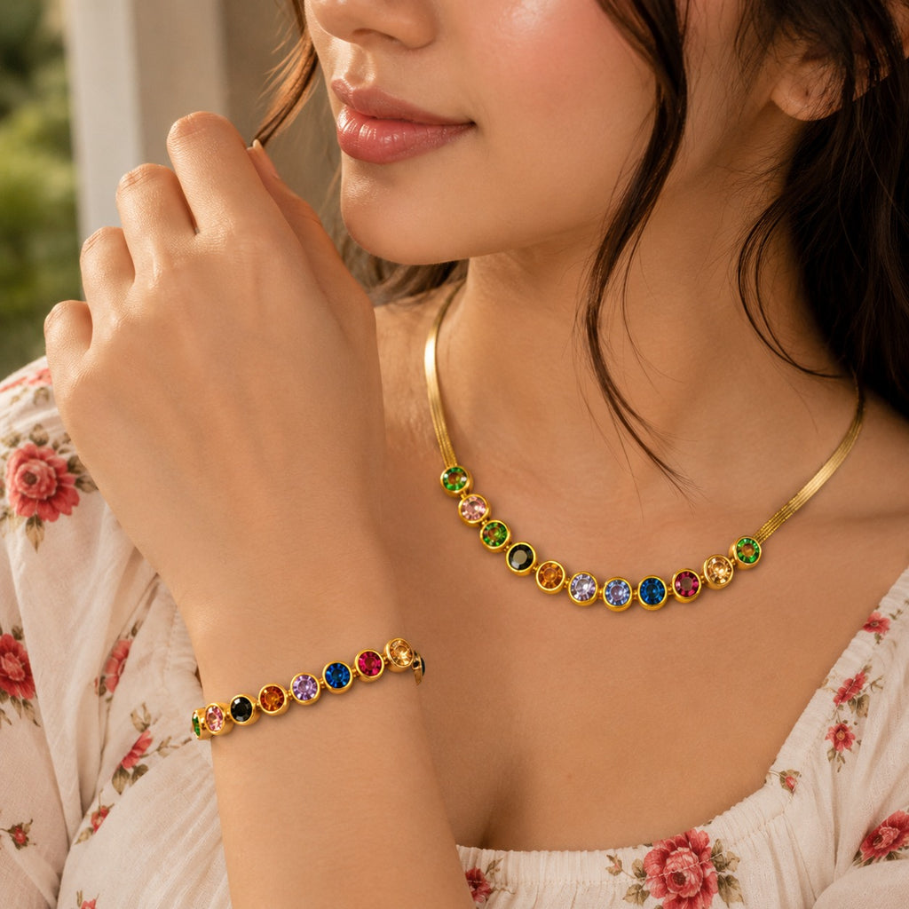 Rainbow-Crystal-Necklace-Set