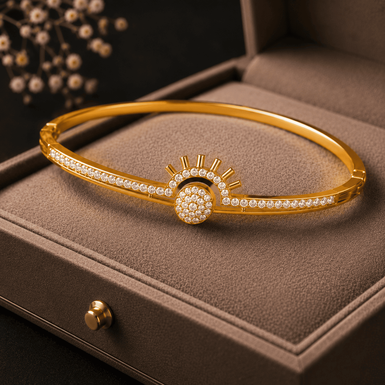 Sunburst Golden Bangle