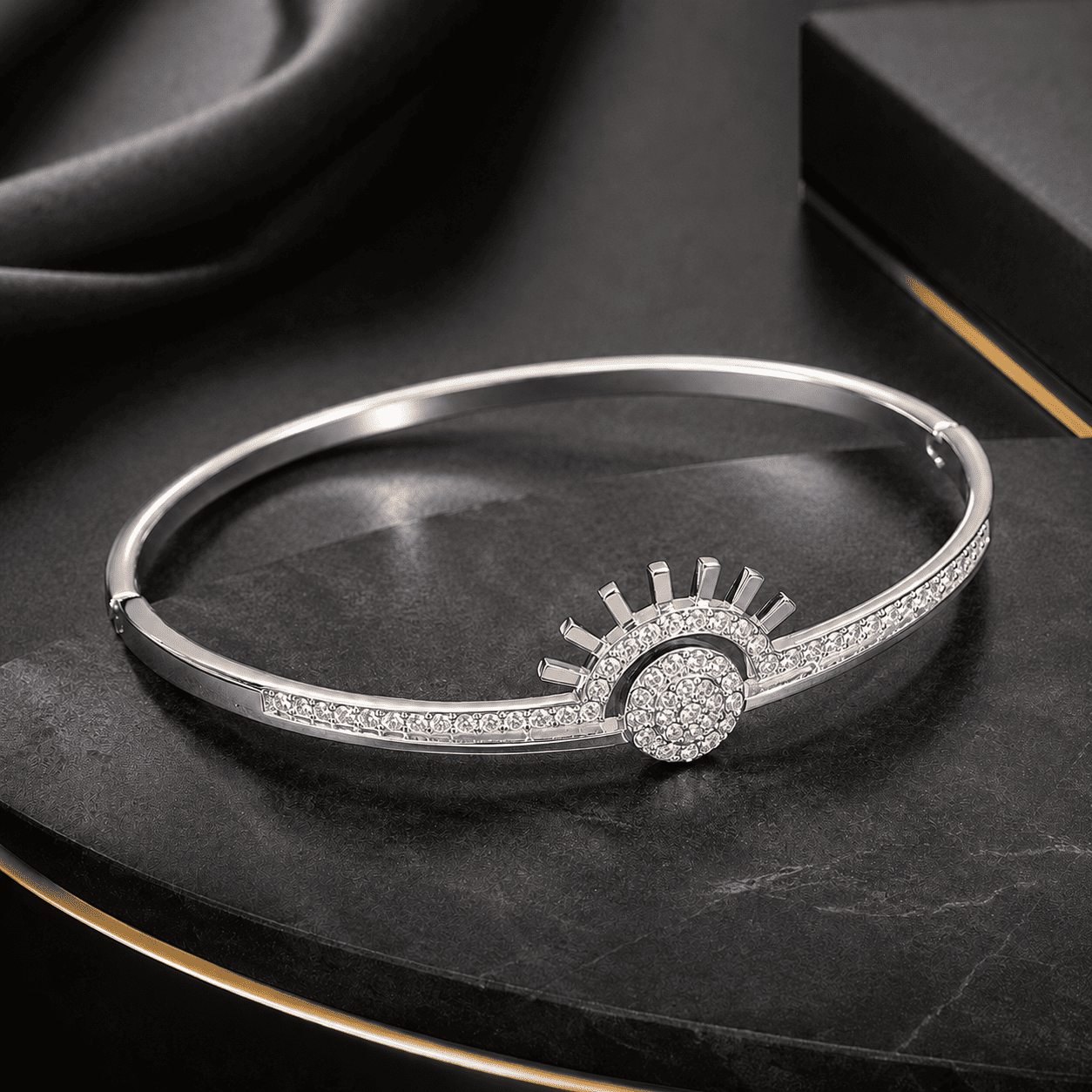 Sunburst Silver Bangles