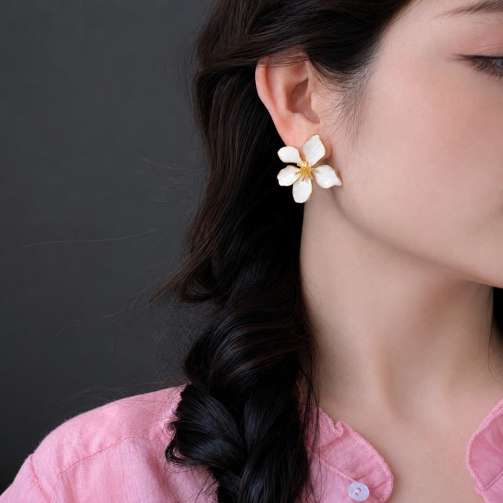 white-petal-flower-earrings